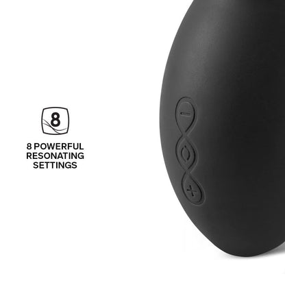 Close-up of the black Lelo Sona Cruise, a sonic clitoral massager, showing its sleek design.