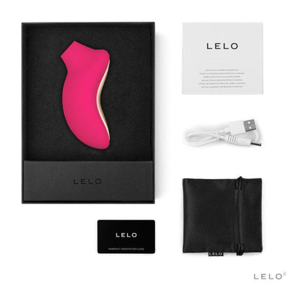 A cerise-coloured silicone clitoral massager by Lelo, for enhanced pleasure and stimulation.
