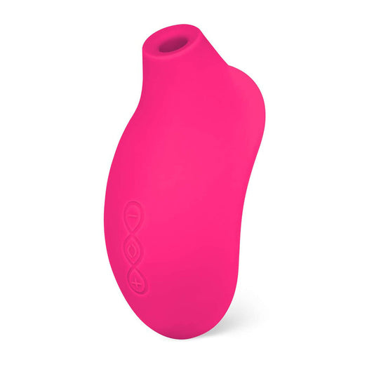 Cerise-coloured clitoral vibrator by Lelo, a sleek pleasure toy for sensual stimulation.
