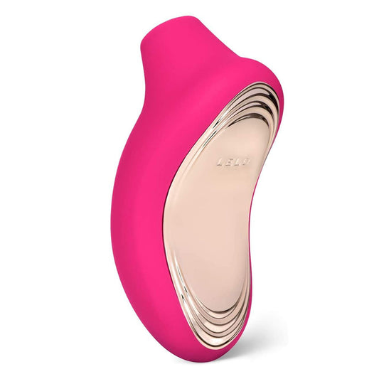 A cerise Lelo Sona 2 clitoral vibrator; a smooth, body-safe silicone pleasure object.