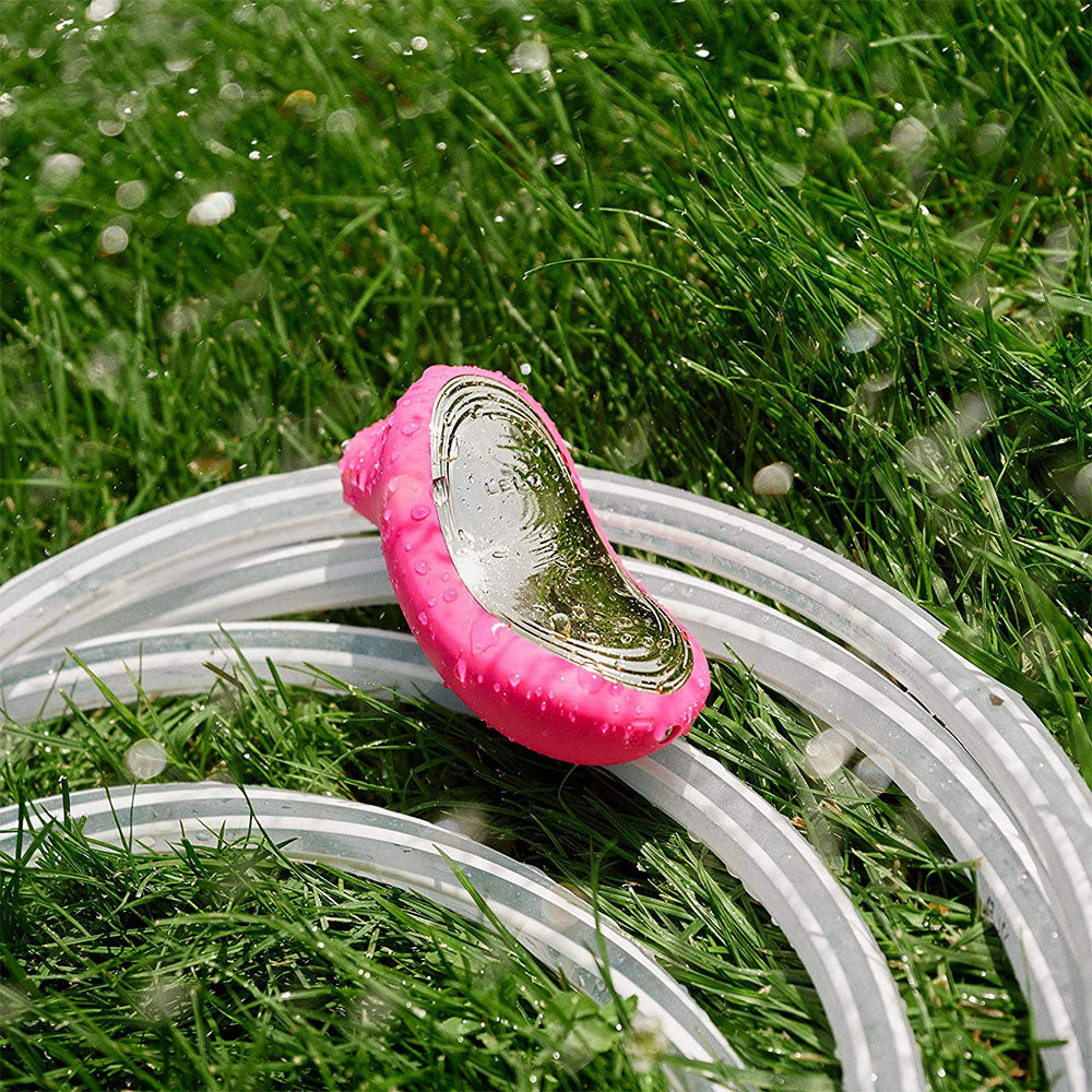 Cerise pink Lelo Sona 2 vibrator for clitoral stimulation, with a smooth, matte finish.