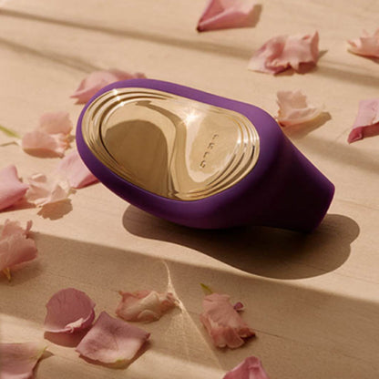 Close-up on a purple lelo sona 2 clitoral vibrator showing its smooth silicone finish.
