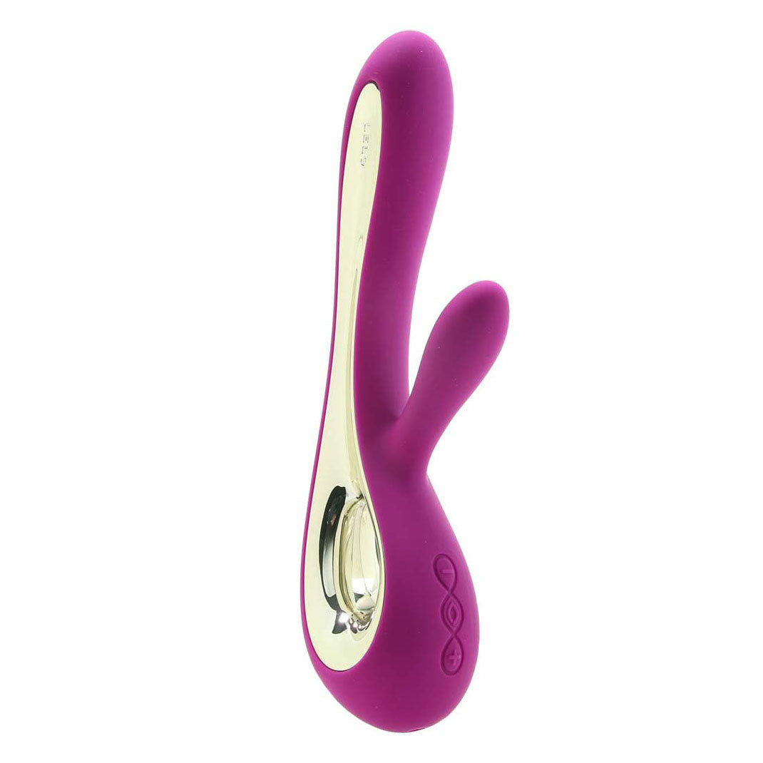 Deep rose Soraya 2 dual rabbit vibrator by Lelo, a luxurious pleasure object.