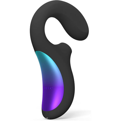 Black Lelo Enigma dual massager for g-spot stimulation, showing its sleek, ergonomic design.