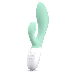 Seaweed green Lelo Ina 3 dual action massager, a vibe with clitoral stimulator.