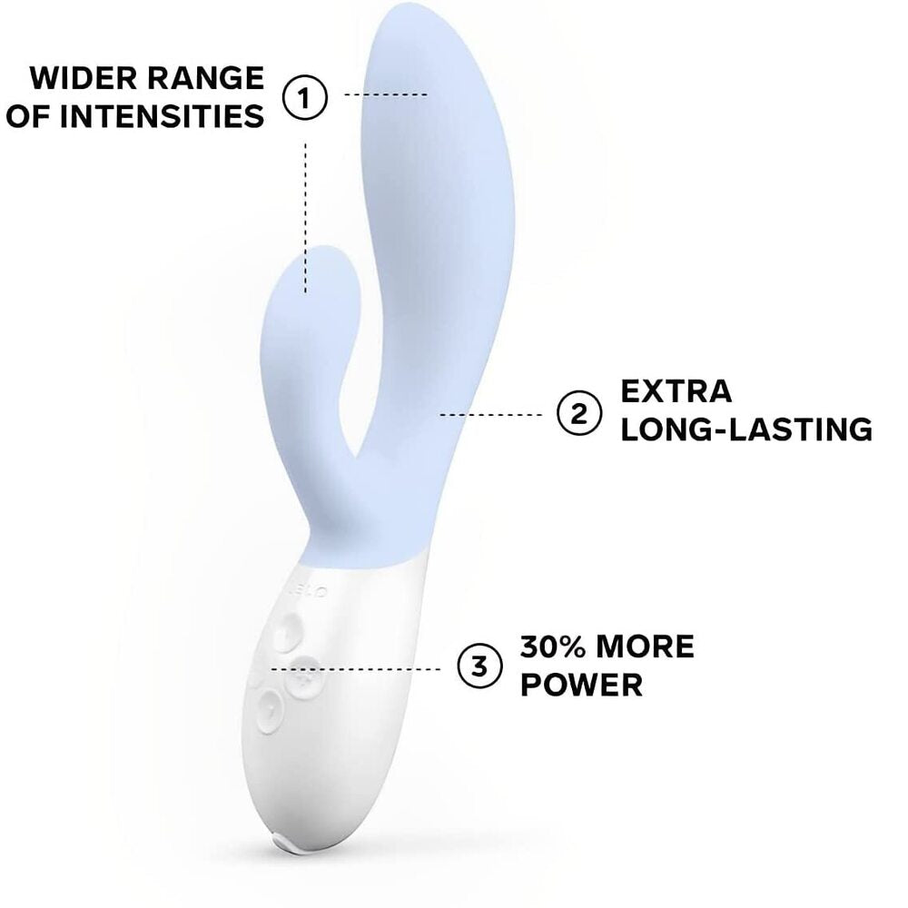 Seafoam green Lelo Ina 3, a soft silicone clitoral vibrator with dual action for intimate pleasure.