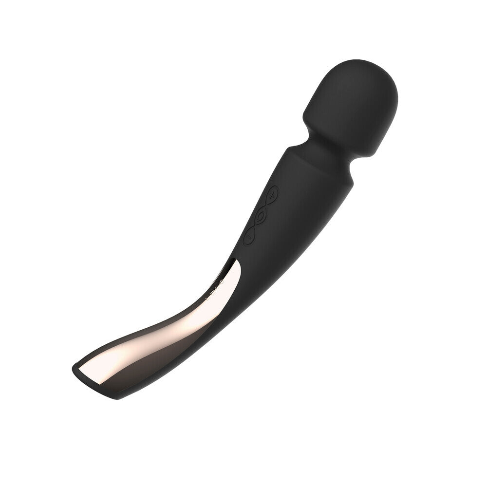 The Lelo Smart Wand 2 in a sleek, matte black, designed for luxurious massage.