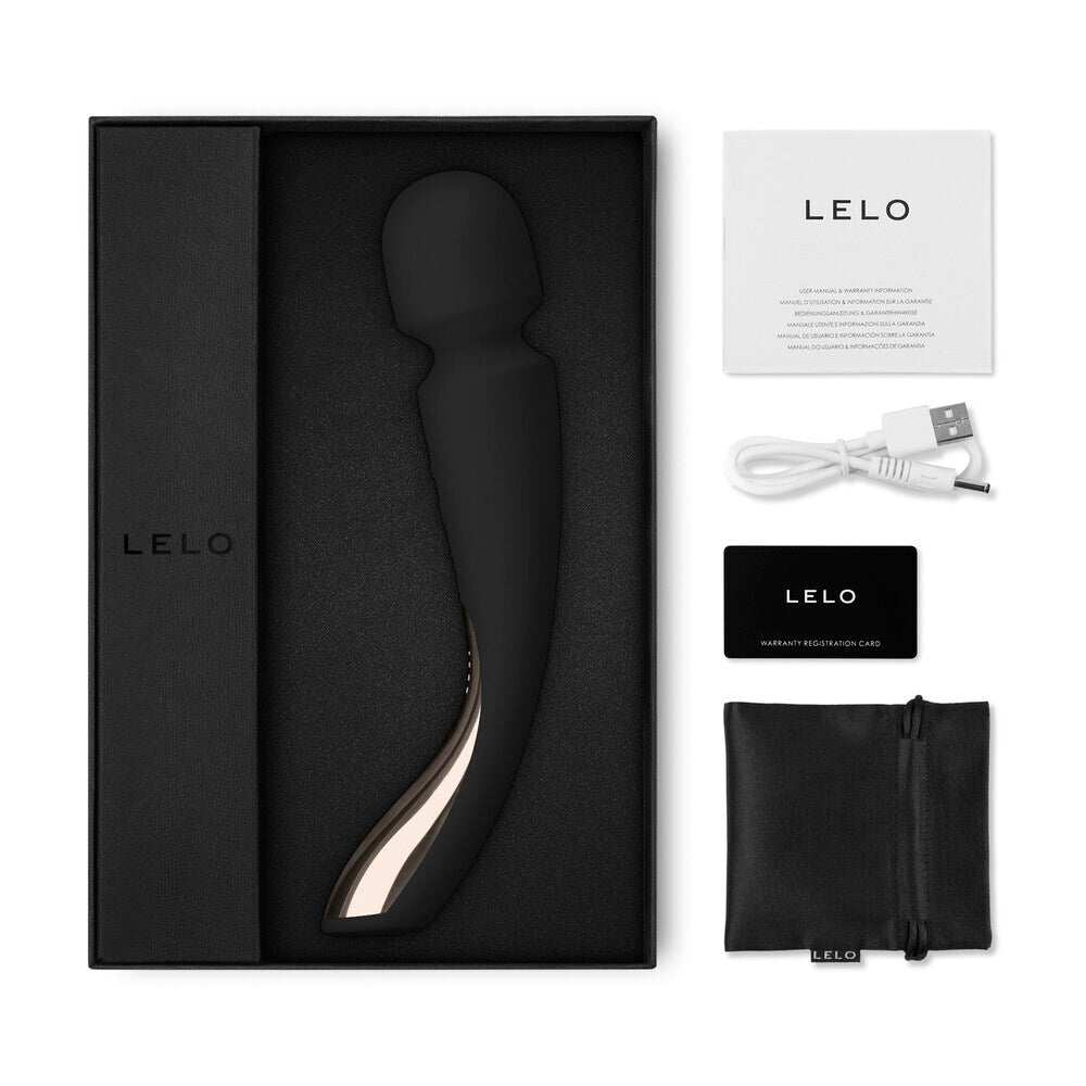 The Lelo Smart Wand 2 in black, a sleek and modern massage wand.