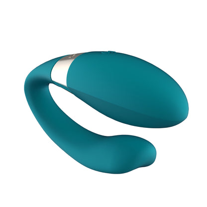 Ocean blue couples massager from lelo, dual stimulator for clitoral and internal pleasure.