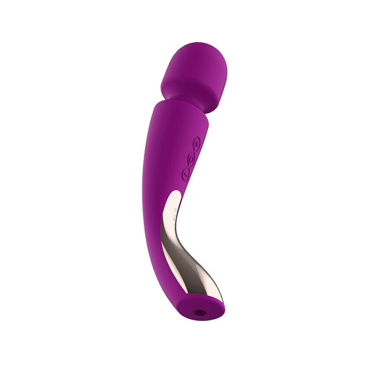 Deep rose-coloured lelo smart wand 2 med, a sleek personal massager with smooth finish.