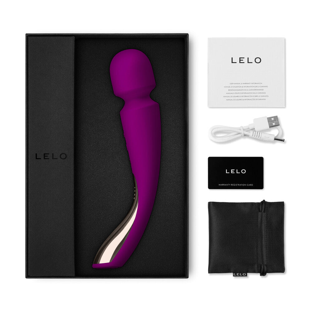 Deep rose-coloured lelo smart wand 2 med for personal massage and relaxation.