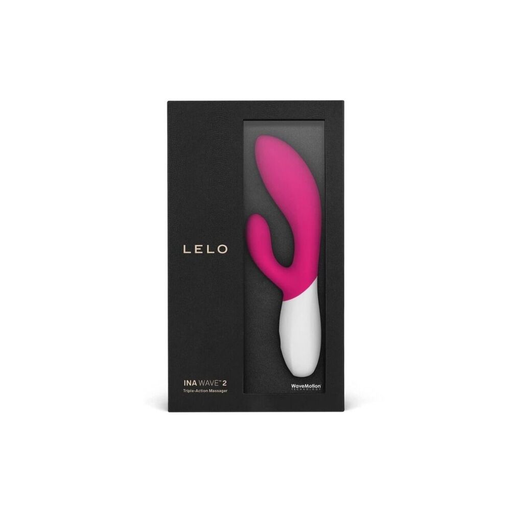 Cerise-coloured Lelo Ina Wave 2, a rechargeable vibrator for g-spot stimulation, smooth finish.