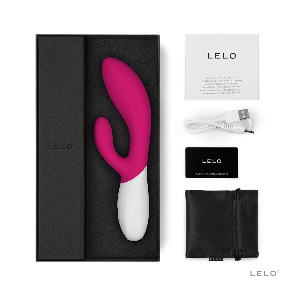 Cerise-coloured Lelo Ina Wave 2 rechargeable vibrator, a G-spot massager with smooth, body-safe silicone.