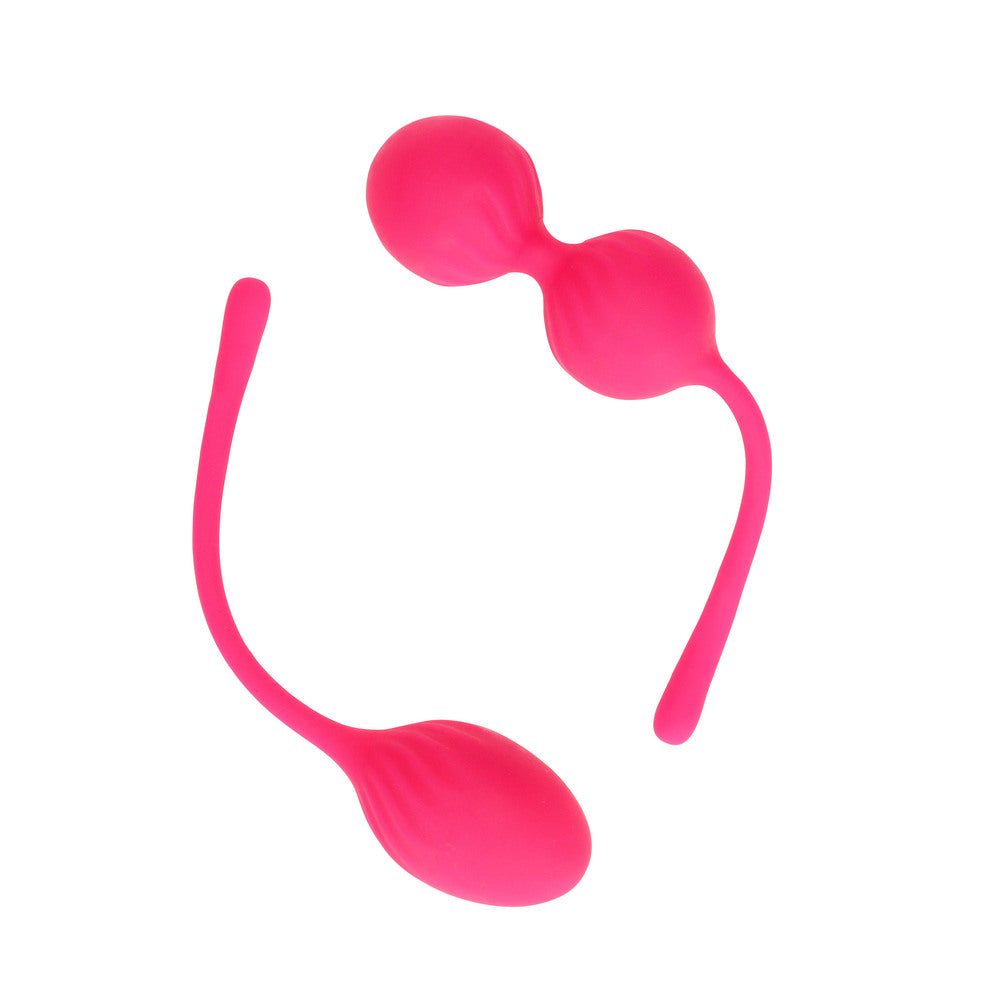 Pink kegel balls set from shots toys for pelvic floor exercise, smooth finish.
