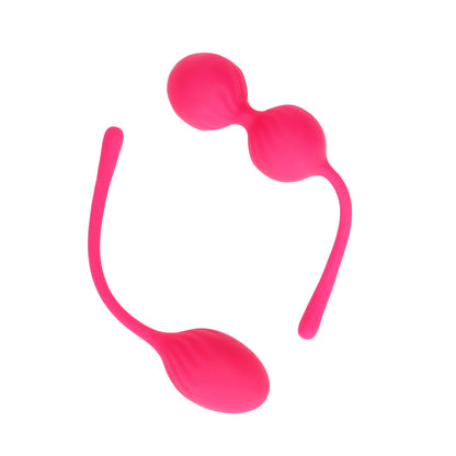 Pink kegel balls set from shots toys for pelvic floor exercise, smooth finish.