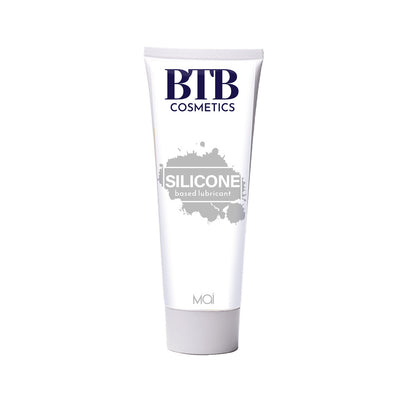 A 100ml bottle of clear, silicone-based lubricant by mai cosmetics, designed for intimate use.