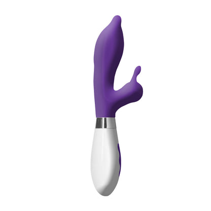 Purple rechargeable vibrator from Shots Toys with clitoral stimulator for pleasure and exploration.