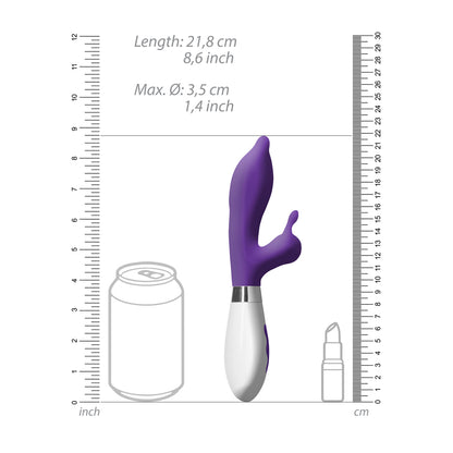 Purple shots toys adonis vibrator with clit stimulator, smooth finish for intimate pleasure.