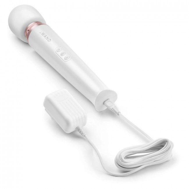 The le wand rechargeable massager in white, a sleek and modern personal care device.