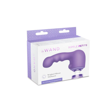 Textured purple silicone attachment for a petite wand massager, rippled for extra sensation.