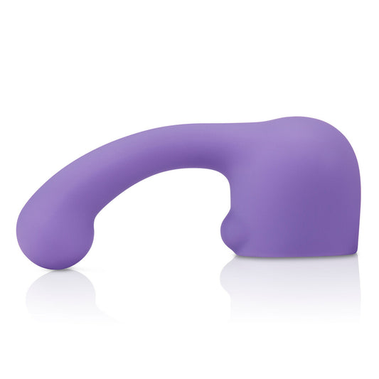 Petite, curved purple wand attachment by le wand. Weighted silicone with smooth finish.
