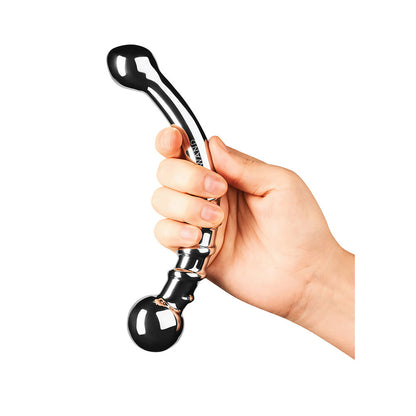 Shiny stainless steel bow dildo, ideal for anal play, from the makers of Le Wand.
