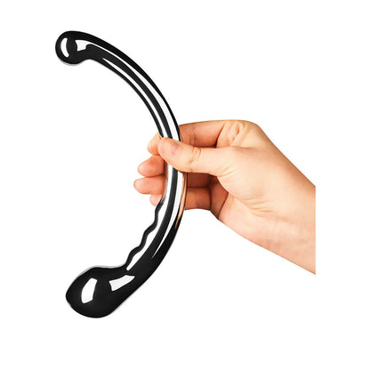 Le Wand hoop dildo crafted from smooth stainless steel, a double-ended pleasure toy