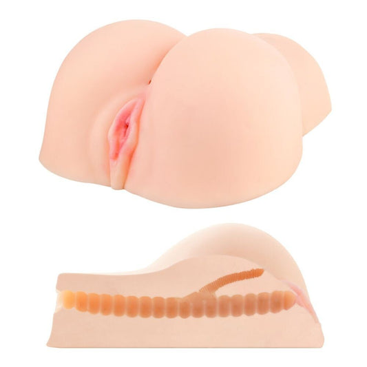 Realistic, flesh-toned miss nikita vibrating masturbator from me you us, showing detail.