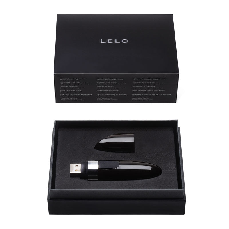 The sleek, black Lelo Mia 2 rechargeable vibrator with a smooth, luxury finish.