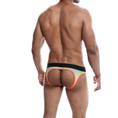 Orange male basics aero jockstrap, showcasing its breathable design and supportive pouch for everyday wear.