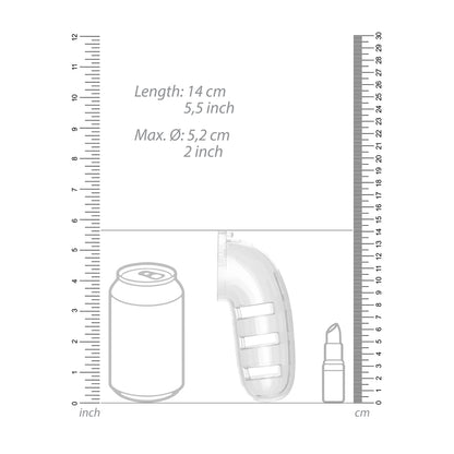 Clear plastic man cage from Shots Toys, 5.5 inch size with attached anal plug.
