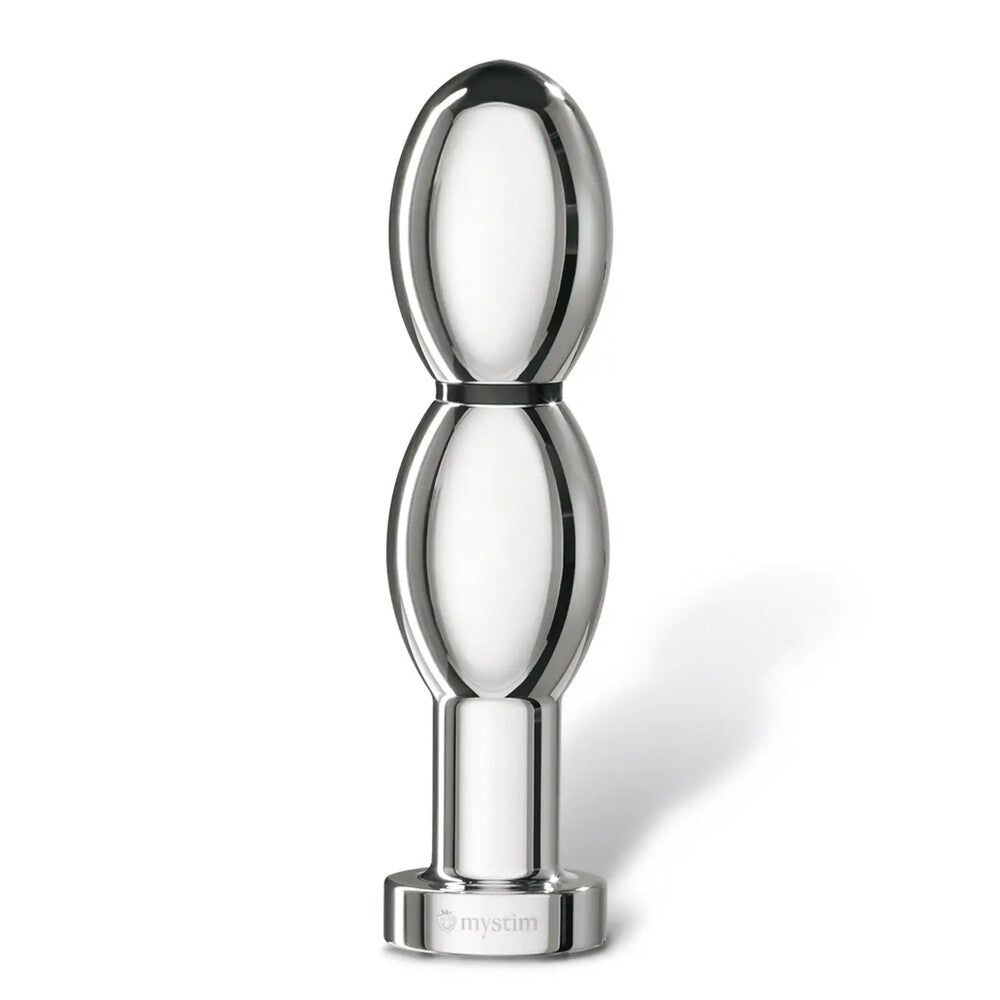 MyStim oh thello e-stim dildo, crafted from aluminium with a sleek, metallic finish for electro sex play.