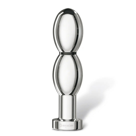 MyStim oh thello e-stim dildo, crafted from aluminium with a sleek, metallic finish for electro sex play.