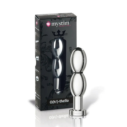 Silver aluminium estim dildo by mystim, ideal for electro sex stimulation play.