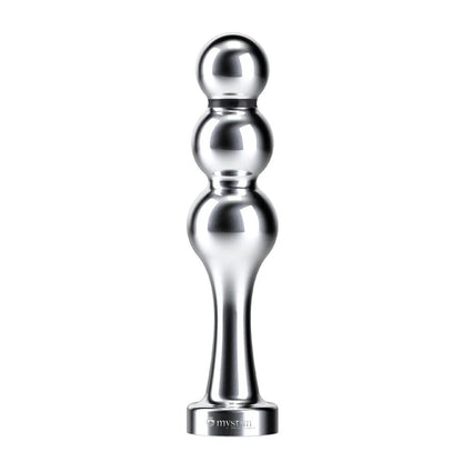 MyStim's Bold Boris dildo for electro sex stimulation, showing a smooth, grey, realistic design.