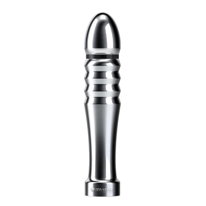 MyStim Funky Fella dildo for electro sex stimulation, purple silicone with silver accents.