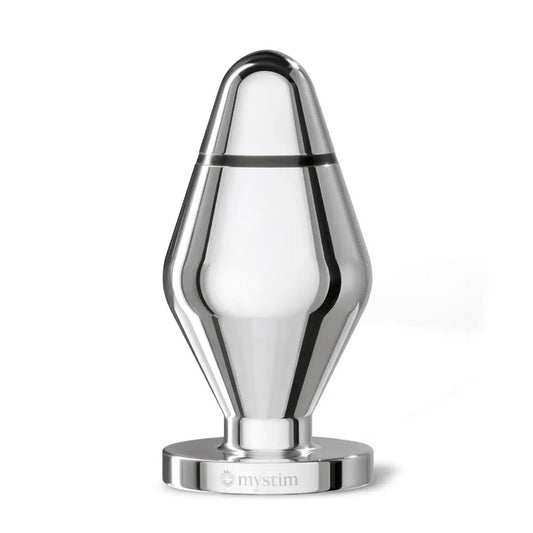 Small, smooth metal electro sex stimulation butt plug, the 'little john' by mystim.
