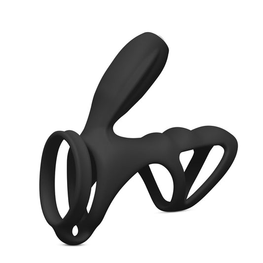 Black cockring and clit vibrator, a love ring vibrator for pleasure, textured finish.