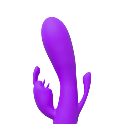 Purple double bunny vibe made of smooth silicone, a pleasure product for adults.