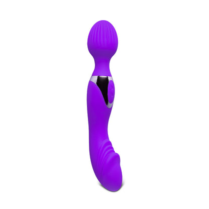 A double-ended wand massager in a metallic finish, perfect for relaxation and pleasure.