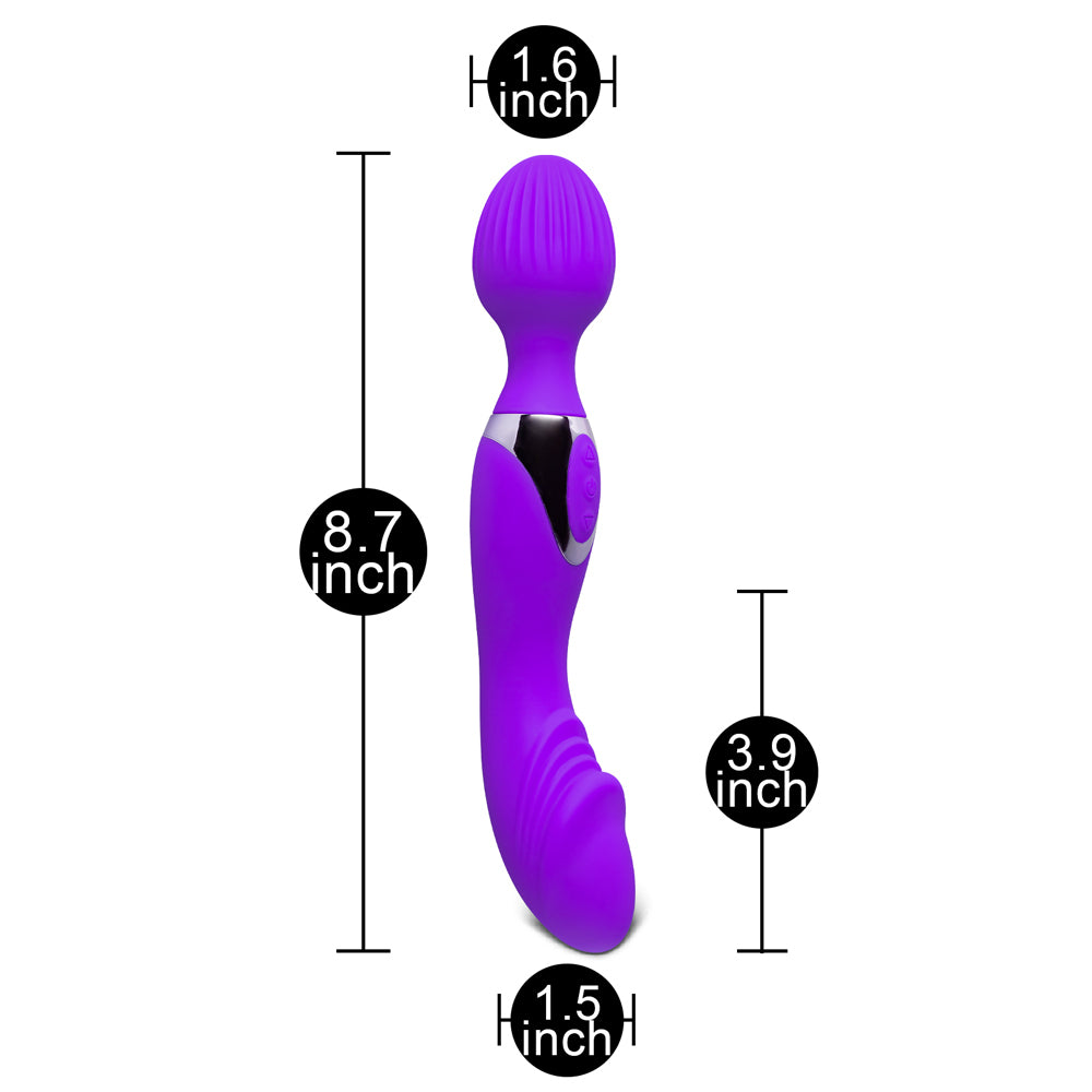 Double-ended wand massager with ten speeds, perfect for targeted muscle relief and relaxation.