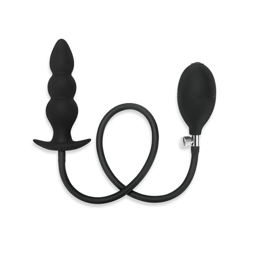 me you us beaded anal plug inflatable toy, shown inflated and ready for use.