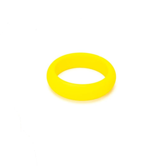 Close-up of a smooth, 42mm wide, grey silicone ring from Me You Us.