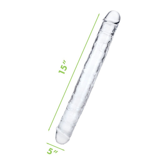 Me You Us ultra double dildo, 15 inches, realistic flesh-toned silicone sex toy