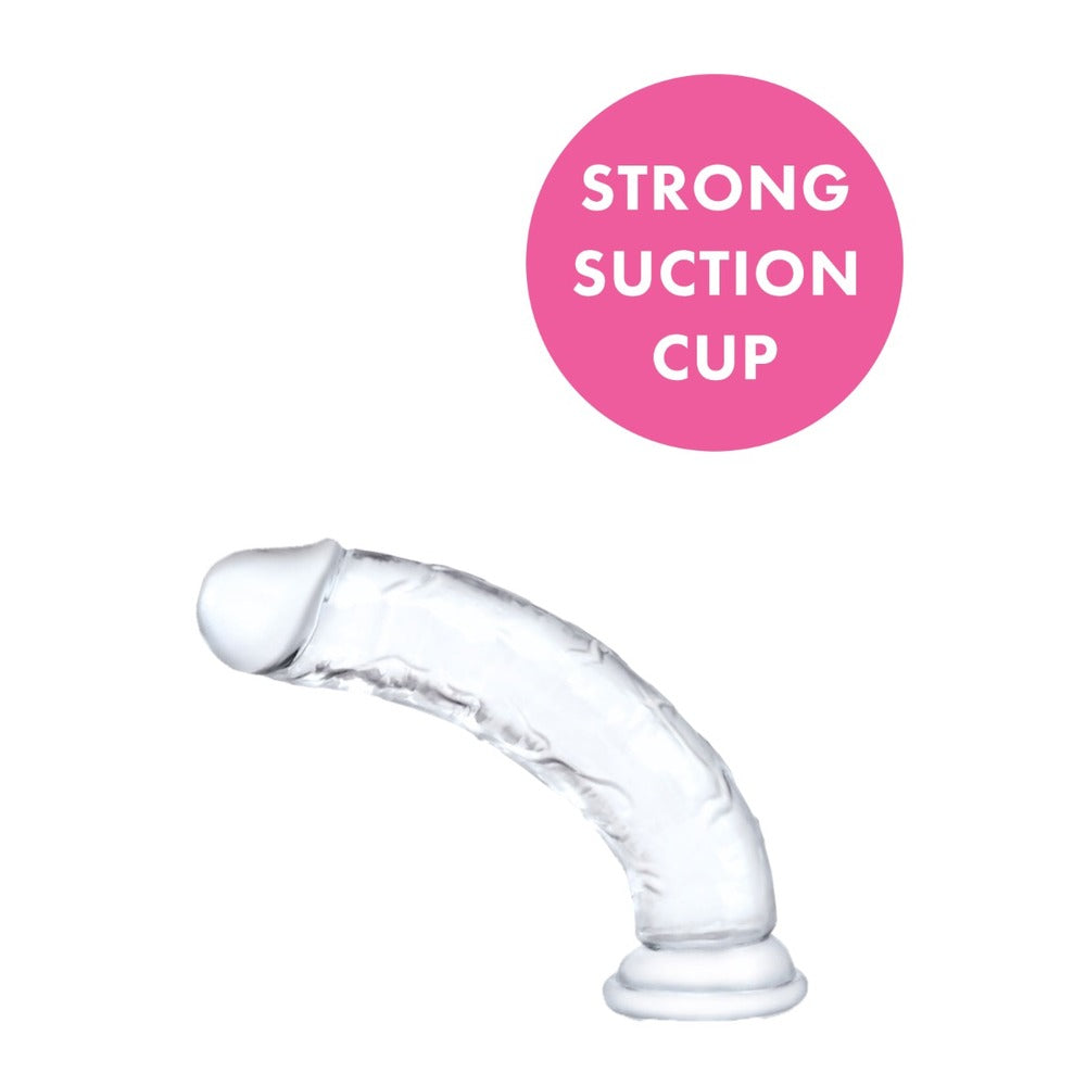 Clear, six-inch dildo from Me You Us, a smooth and discreet adult pleasure product.