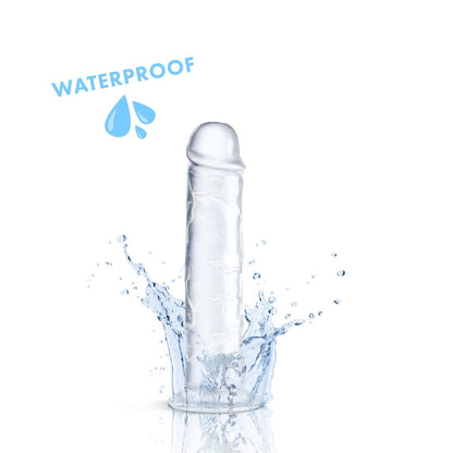 Clear, smooth 6-inch Me You Us dong vibrator, part of our penis vibrator selection.