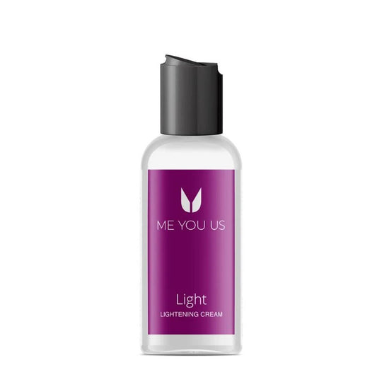 me you us light lightening cream 50ml in a white container, for personal care.