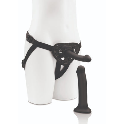 Me You Us strap-on dildo kit with two dildos, one six and one eight inches.