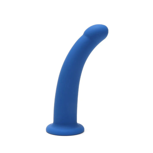 Curved 6-inch dildo made of smooth silicone, designed for comfortable, versatile pleasure.