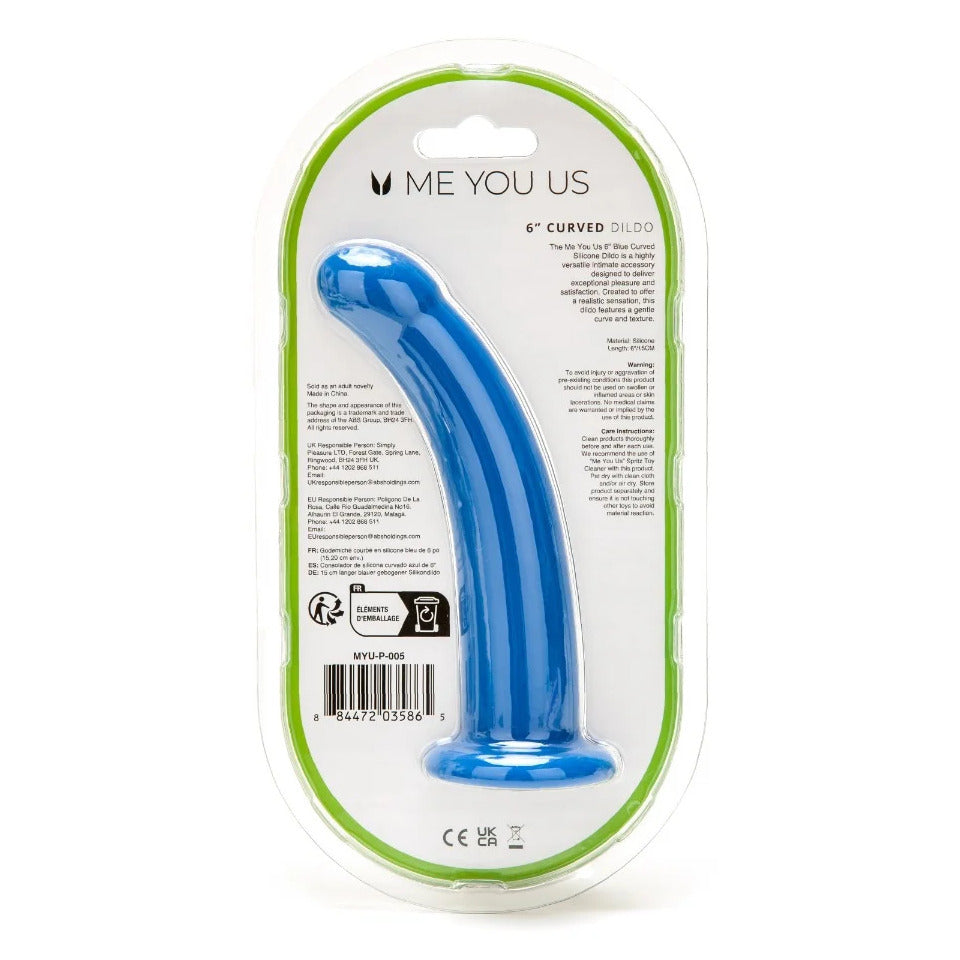 Curved 6-inch dildo in a soft, skin-safe silicone, great for strap-on play.